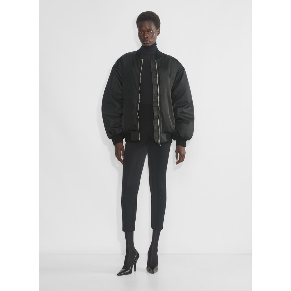 Babaton Aritzia Orbital Oversized Bomber Jacket Black Sz Small Full Zip